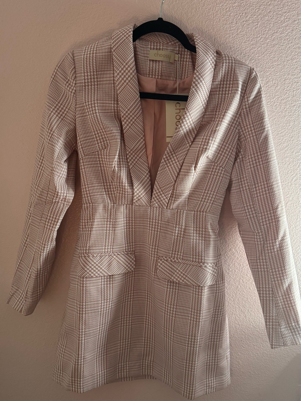 NWT-Size 0 Choosy Pink Plaid Blazer Coat
